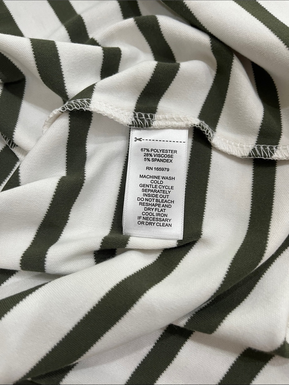 Cable & Gauge White Tee with Dark Green/Gray Stripes - Picture 6 of 6